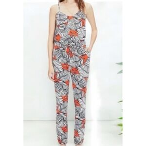 Madewell Bondi elastic waist tropical Print Jumpsuit Spaghetti‎ Strap jogger